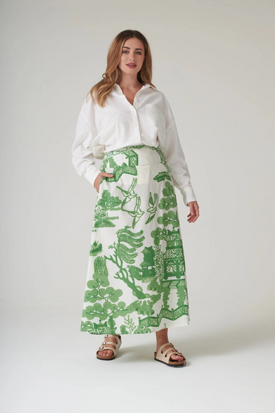 Giant Willow Green A-line Maxi Skirt