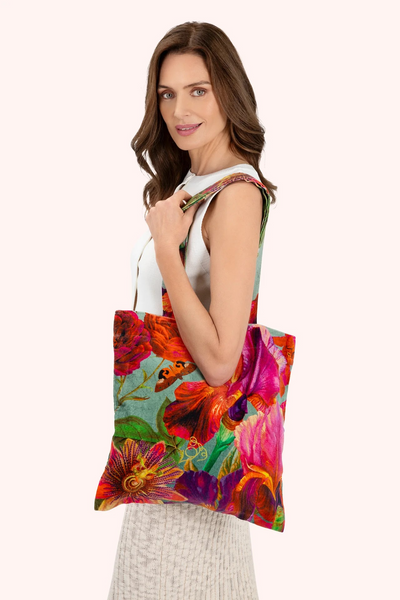 Winter Iris, Ice Velvet Tote Bag - Powder Design
