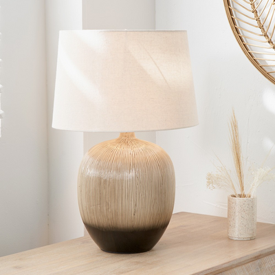 Brown and Black Textured Ceramic Table Lamp