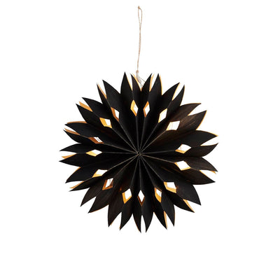 Black Veneer Paper Star with Lights Large