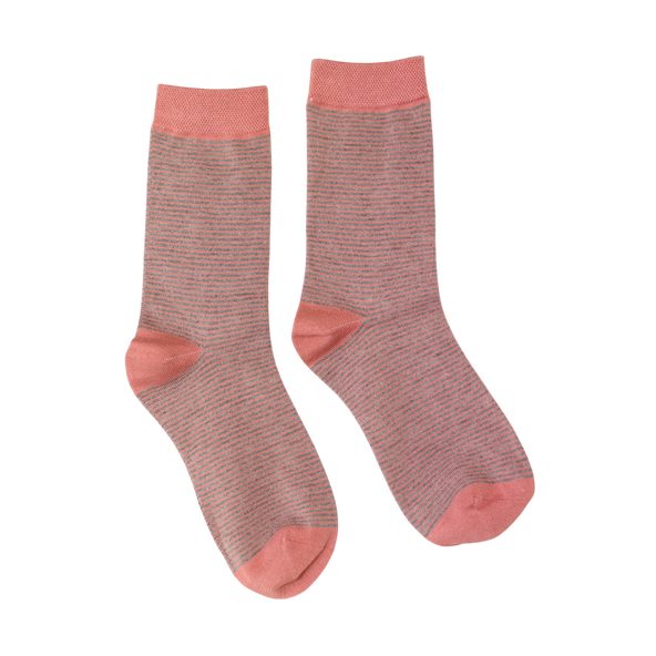 Pink & Grey Thin Stripe Bamboo Socks