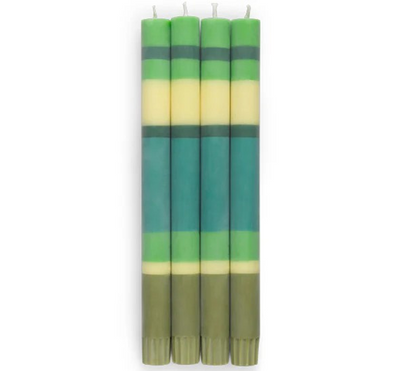 Eco Dinner Candles Striped Grass, Beryl, Olive & Jasmine Eco Dinner Candles, 4 per pack