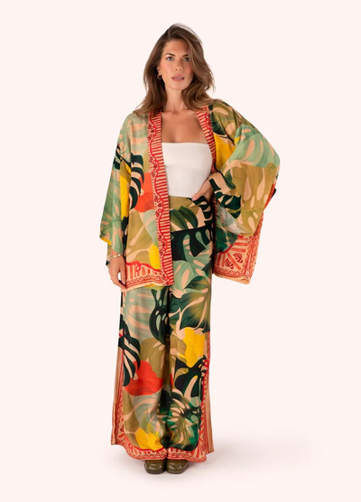 Exotic Leaves Short Kimono Jacket