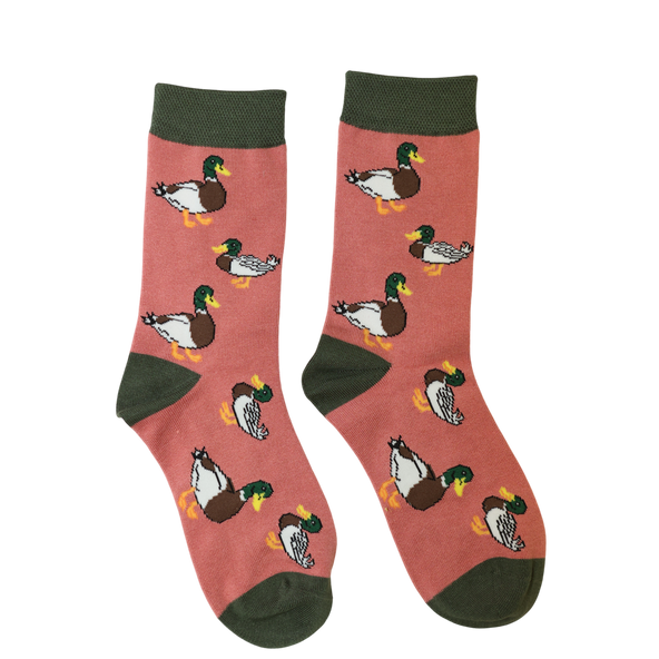 Pink Darling Duck Print Bamboo Socks