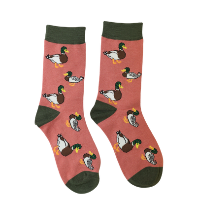 Pink Darling Duck Print Bamboo Socks