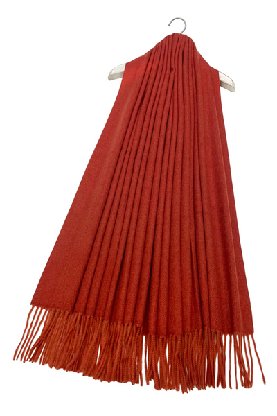 Rust Plain Wool Blanket Scarf