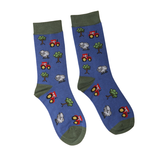 Blue Funky Farmyard Bamboo Socks