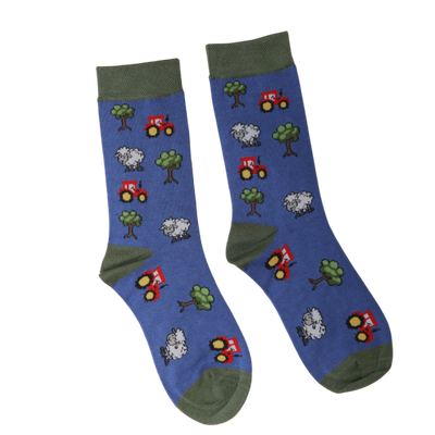 Blue Funky Farmyard Bamboo Socks