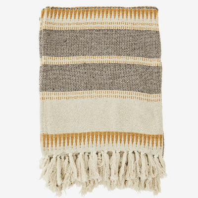 Mustard Stripe Recycled Cotton Throw