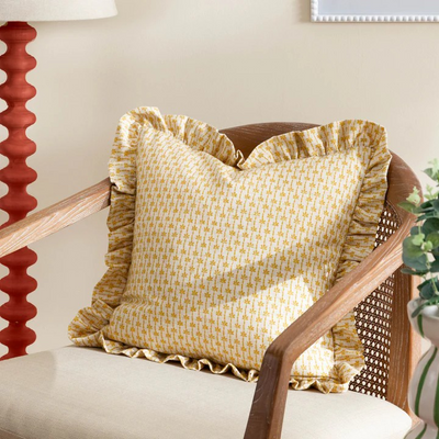 PANNI BLOCK CUSHION LINEN/OCHRE 45X45