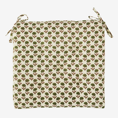 Printed cotton Seat pad Green Flower