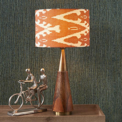 Cinnamon Ikat Patterned Cylinder Lampshade 40cm
