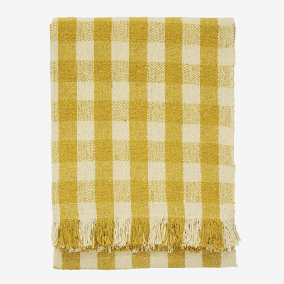 Mustard Check Recycled Cotton Throw
