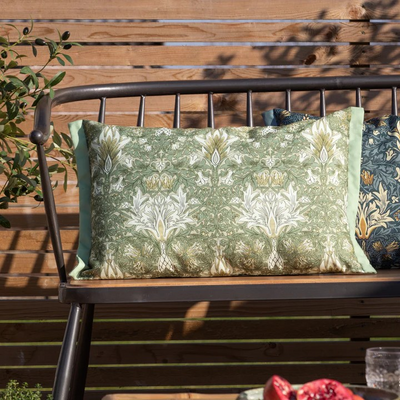 William Morris Snakeshead Cushion Indoor/Outdoor Sunflower/Stone